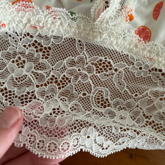 NWT! Monki Lace Edge Oranges Print Bralette & Underwear Set - Picture 5 of 9